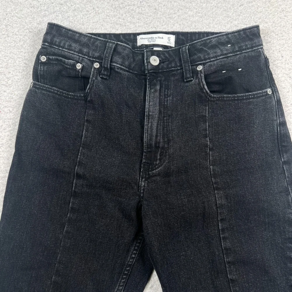 Abercrombie & Fitch Jeans Womens 27 Curve‎ Love Skinny High Rise Split Hem Black